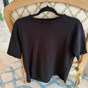 Christian Siriano Black Boxy Short Sleeve Tee